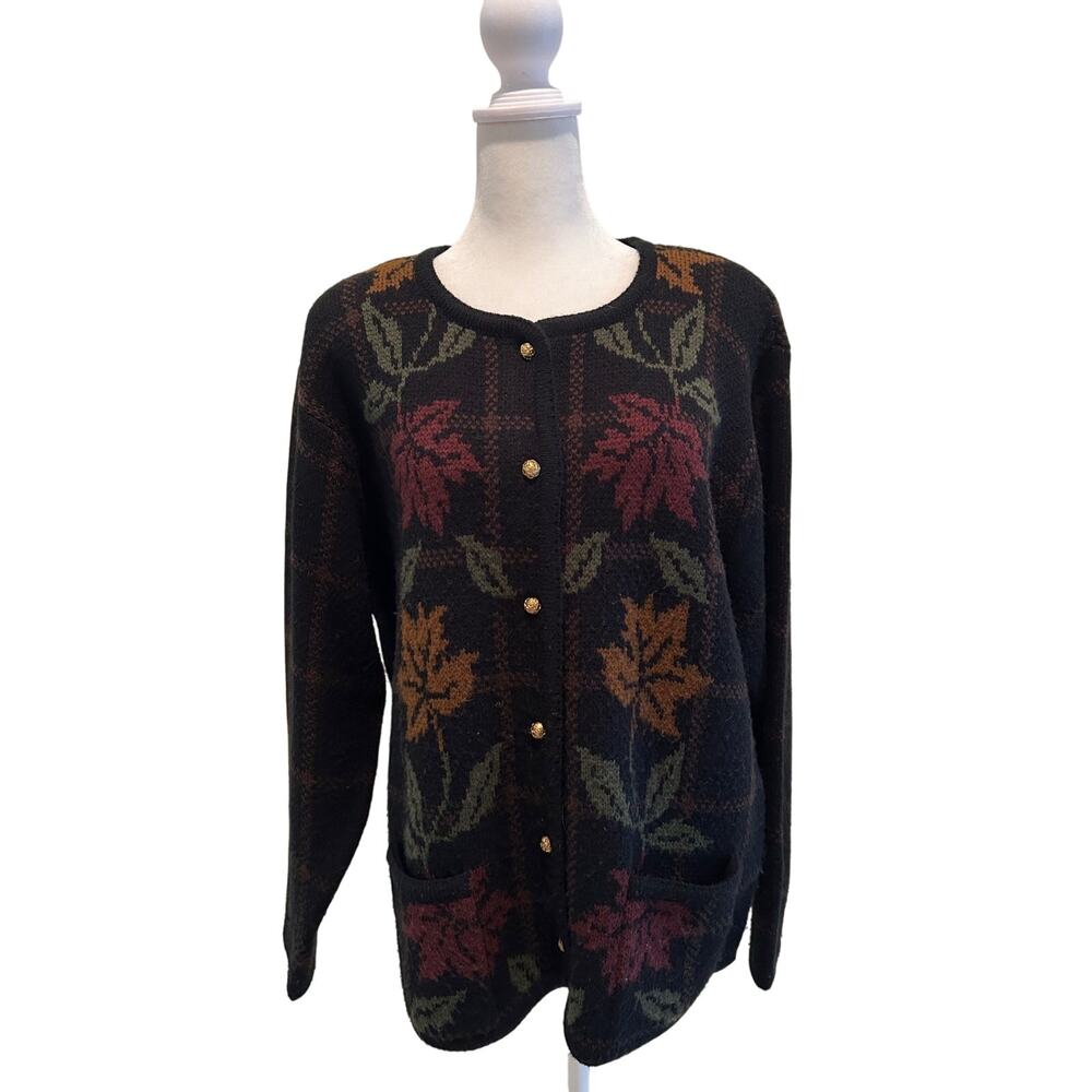 Crystal Kobe Cardigan Vintage Womens Button Up Leaf Sweater SZL Classic Style